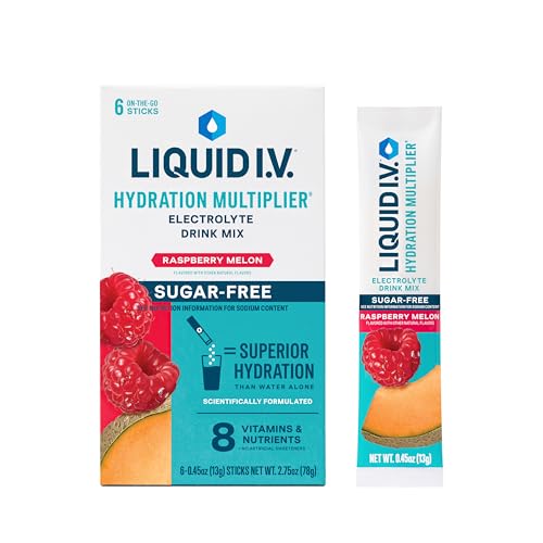 Liquid I.V., Hydration Multiplier Drink Mix - Sugar-Free, Raspberry Melon, 6 Count
