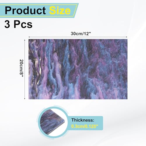 Image of MECCANIXITY 3 Pcs Glitter Pearl Acrylic Sheet,12 inch x 8 inch x 1 /8 inch Pearlescent Cast Pmma Plastic Sheets Extruded Translucent Blanks for DIY Art Crafting Laser Cutting & Engraving,Purple Black