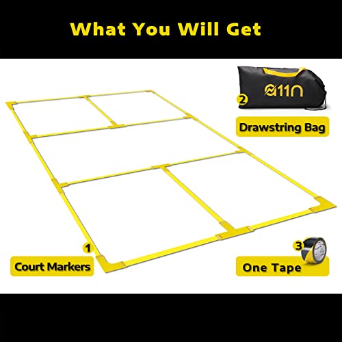 A11N Pickleball Court Marking Kit - Temporary Pickleball Boundary Lines in Standard Court Dimensions, No Measurement Required, Yellow - Thumbnail 6