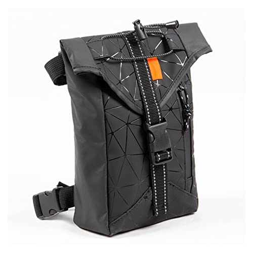 Gift2u Motorcycle Drop Leg Bag, 9.5x6in Leather Waist Pack Drop Leg Bag, High Capacity Waterproof Thigh Pouch with Reflective Tape Accessories for Riding Hiking Fishing Sport