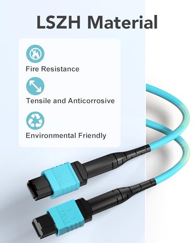 Image of 3M MPO to MPO APC Fiber Cable, OM3 Cable 40G /100G /400G, 8 Fibers Female Type B Multimode LSZH, MTP Compatible for FTTx - 3M(9.8FT)