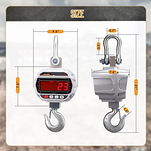 Bonvoisin Digital Crane Scale 11000Lb Rechargeable Hanging Scale Heavy Duty Industrial Hanging Weight Scale With Remote Control (11000Lb/5000Kg) #TOP5