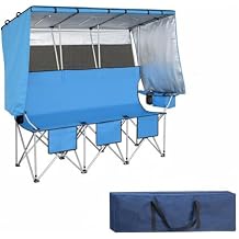 3 Person Camping Chair with Canopy Shade, Heavy Duty Folding Beach Chair, Portable Outdoor Lawn Chair with Cooler Bag & Cup Holder for Camping Beach Fishing Backyard SportsBlue