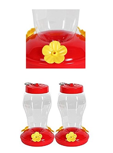 Garden Collection Hanging Hummingbird Feeder - 6.75 Inches - 2 Pack, Clear, Red #TOP2
