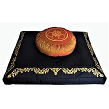 Meditation Cushion Set Round or Crescent Zafu Zabuton - Sacred Symbols
