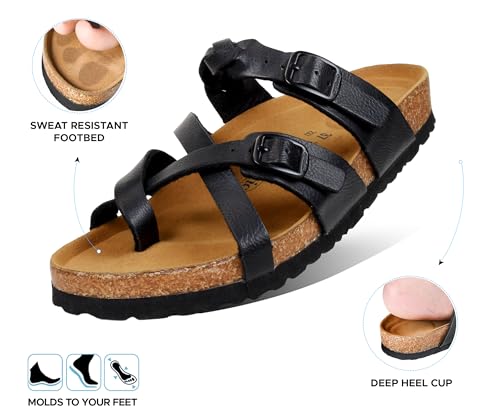 Image of AEROTHOTIC Recovery Slides for Women Cork Footbed Adjustable Straps Sandals