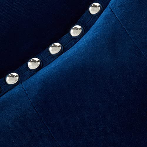 Iconic Home Chava Headboard Velvet Upholstered Button Tufted Double Row Silver Nailhead Trim Modern Transitional, King, Navy #TOP4