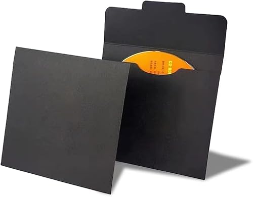 25 fundas de CD y DVD de papel kraft negro, sobres de cartón para almacenamiento de CDDVD