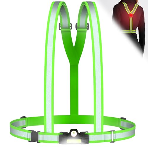OMKHE Reflective Vest with LED Light, Running Lights for Runners