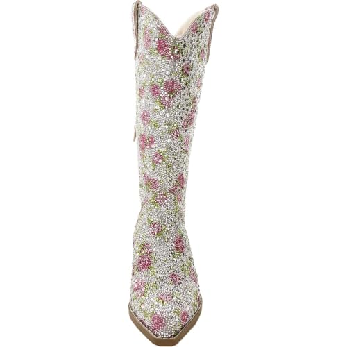 Image of Betsey Johnson Women's Dalas Western Boot, Rhinestone Floral, 10