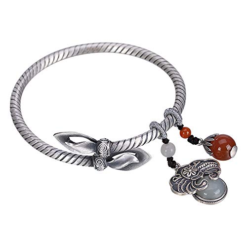 Bracelet argent S925 homme femme style chinois avec perles agate rouge vintage