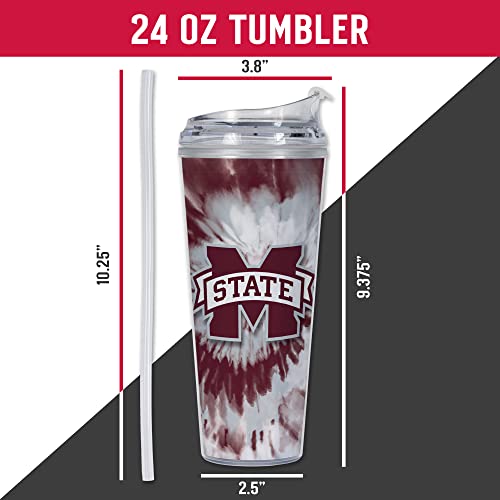 Image of Rico Industries NCAA Glitter 24oz Acrylic Glitter Tumbler with Hinged Lid, Officially Licensed Double Wall Tumbler with Straw