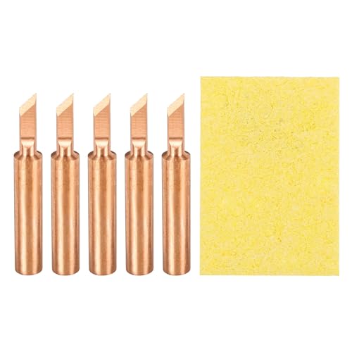 Image of MECCANIXITY 5 Pcs 900M Soldering Iron Tips Copper Non-magnetic Welding Head with Cleaning Sponge Pad Replacement for Solder Station Tip (900M-T-S.K)