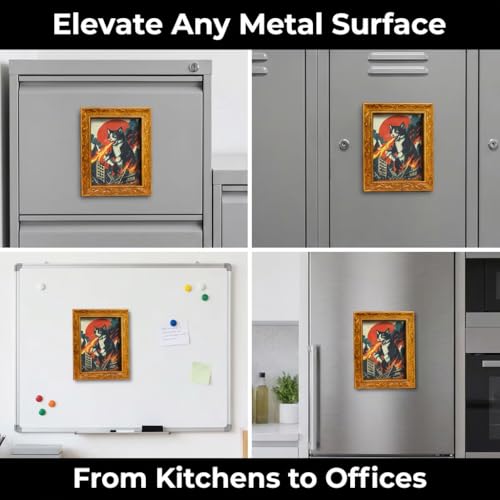Imán decorativo de madera para refrigerador de gato divertido miniatura 4
