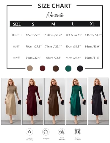 Women's Turtleneck Long Sleeve Maxi Dress - Slim Fit Ribbed Knit Pullover Patchwork Long Flowy Dress4