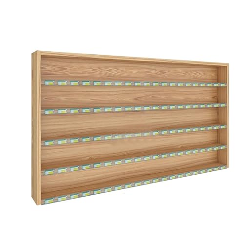 Wood Cigarette Display Rack Shelf, Cigarette Display Holder, Wall Mounted Retail Display Cabinet for Candy Blunt Packs or Cigars, Rectangular Retail Counter, Card-slot Label(47*26*4.5in/120*67*11cm)
