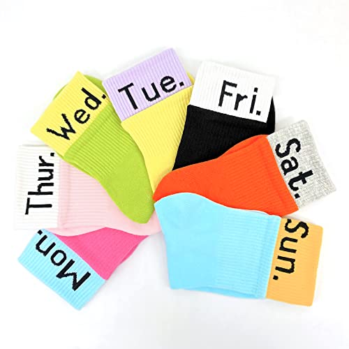 Image of HaloYIYI Women's Colorful Breathable Solid Crew Dress Socks 7 Days of the Week, 7 Pack, 9-11
