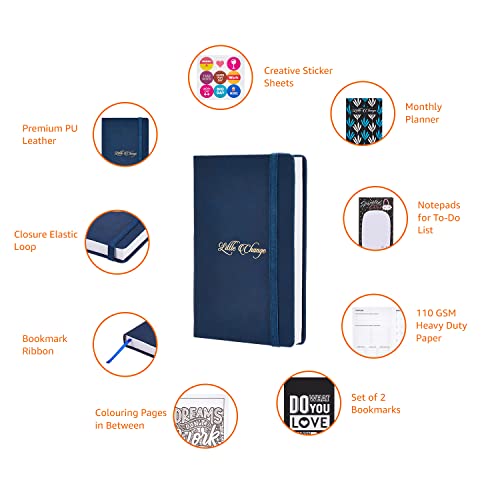 Image of Amazon Basics Undated 2026 Planner with Daily, Weekly and Monthly Sections, To-Do Lists, Bookmarks and Stickers (A5, Blue)