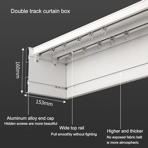Rail de rideau plafond double voie en aluminium robuste 1m