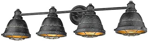 Golden Lighting 7312-BA4 BP Bartlett 4 Bath Vanity Lighting, 8.50x7.75x34.00, Black Patina