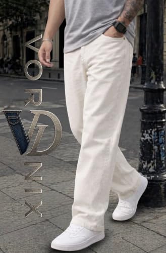 VORNIX DENIM Loose Fit Mid Rise White Jeans - Image 3