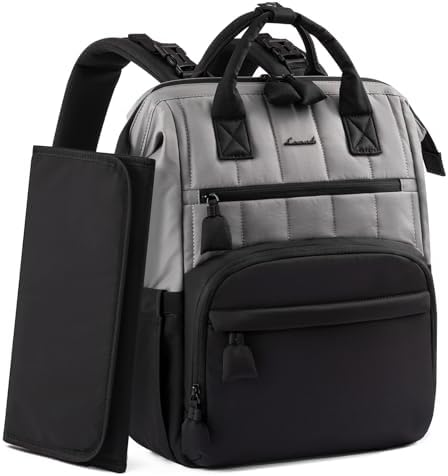 LOVEVOOK Puffer Diaper Backpack, Lightweight Baby Bag with Changing Pad, Diaper Bag for Mom Dad with Stroller Buckles