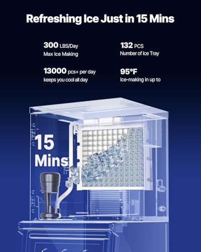 Image of VEVOR Commercial Ice Maker Machine, 300LBS /24H Ice-Making Machine, Ice Maker with 300LBS Stainless Steel Storage Bin, Auto Self-Cleaning, and Touchscreen, for Bar Cafe Restaurant Business
