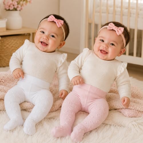 Image of THE LITTLE LOOKERS Baby Tights Thick Toddler Baby Girl Seamless Knit Leggings Thick Solid Cotton Stockings Footed Pants Pantyhose for Years Baby