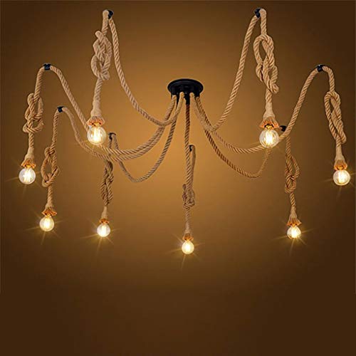 Lustre bar et restaurant vintage GZ en corde de chanvre et suspension DIY E27