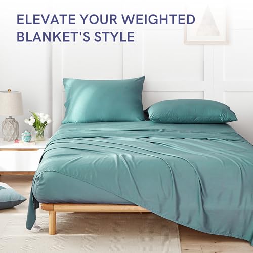 Image of YnM Cooling Duvet Cover for Weighted Blankets with 16 Strings (Sea Grass, 60 inchx80 inch)