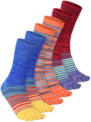 Image of Fourluoo 3 /6 Pairs Women Toe Socks Cotton Breathable Ankle Five Toe Socks for Men Women Athletic Running
