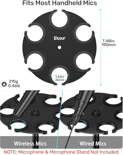 Support de microphone à 6 emplacements avec base alliage pour pieds filetés