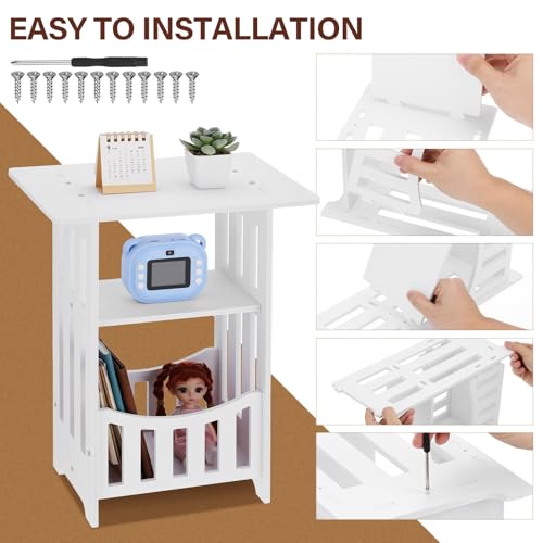 Mesa auxiliar para sofá y dormitorio moderna en color blanco 5