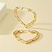 Gold Bamboo Earrings for Women 90s 80s Heart Hoop Earrings Y2k Hip Hop Party Custom Accessories Fashion Jewelry Gifts (Gold Heart Earrings)