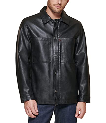 Image of Levi's Men's Faux Leather Oversized Shirt Jacket