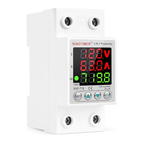 SINOTIMER Adjustable Voltage Surge Protector 110VAC 120VAC, Relay with LED Display, 80-100V...