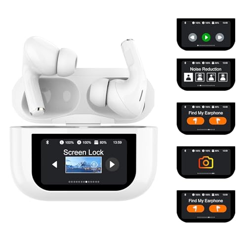 VEN-DENS Auriculares inalámbricos, Bluetooth 5.4, auriculares intraurales ANC con cancelación de ruido, estéreo de alta fidelidad, tiempo de reproducción de 20 horas, control de pantalla táctil,