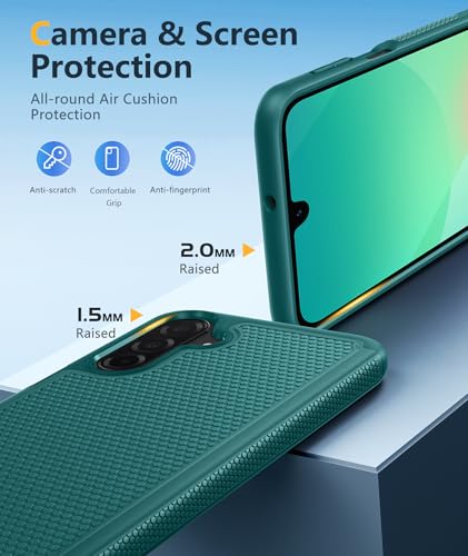 Image of FNTCASE for Samsung Galaxy A26-5G Case: Dual Layer Protective Heavy Duty Cell Phone Cover Shockproof Rugged with Non Slip Textured Back - Military Protection Bumper Tough - 2025, 6.7 inch (Green)