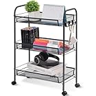 Carrinho Organizador com 3 Prateleiras - Multiuso - Preto, Metal Cromado - Ideal para Cozinha, Banheiro, Escritório