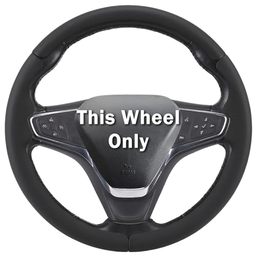 Steering Wheel Cover for Chevy Malibu 2016-2024/ Equinox 2018-2024/ Bolt EV 2017-2021/ Volt 2016-2019, Car Steering Wheel Cover Accessories for Chevrolet (Black Leather)