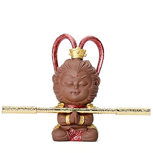 Kingzhuo Figuras coleccionables de muñecas, mono, rey mono, estatua de Sun Wukong, figuras coleccionables, adornos de cerámica, decoración adorable regalo (5 x 11 cm)