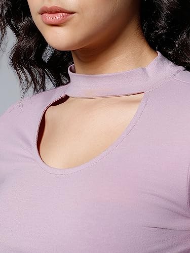 Image of High Star Women's Choker Neck Fitted Full Sleeves Crop Top