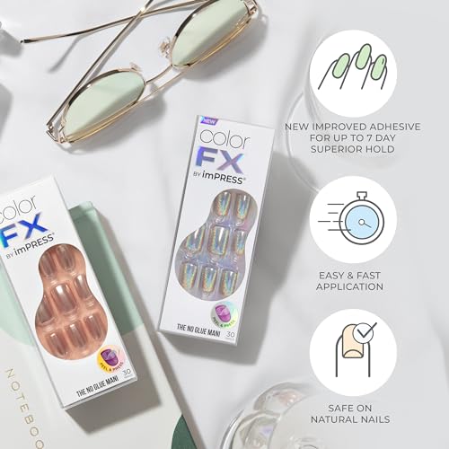 KISS colorFX Press-On Nägel, Color FX, Better Things, Dunkelgrün, Kurze Squoval-Form, Neues und verbessertes Klebepad, Bis zu 10 Tage Haltbarkeit, 30 künstliche Nägel