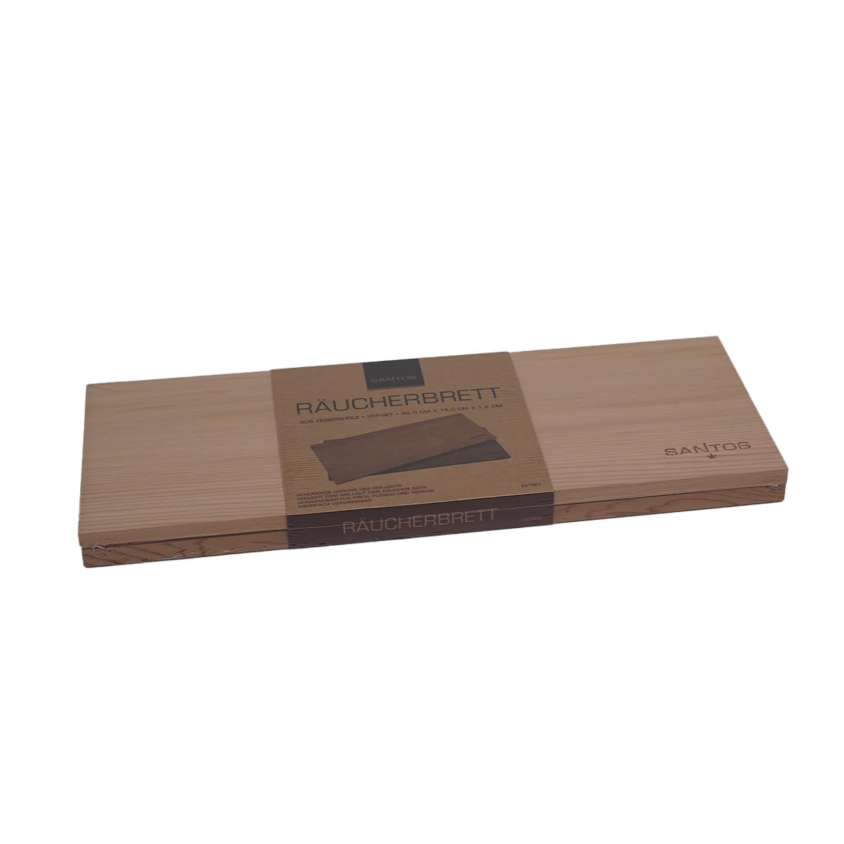 SANTOS Zedernholz Räucherbretter – 2er-Set, 40x15 cm – Perfekt für Lachs, Fisch, Fleisch & Gemüse – Aromatisches Raucharoma für den Grill