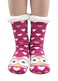 LOFIR Kuschelsocken mit ABS Sohle Damen Stoppersocken Anti-Rutsch Socken Mädchen Thermosocken Dicke Warme Winter Socken Weihnachtssocken, Größe35-41,1 Paar