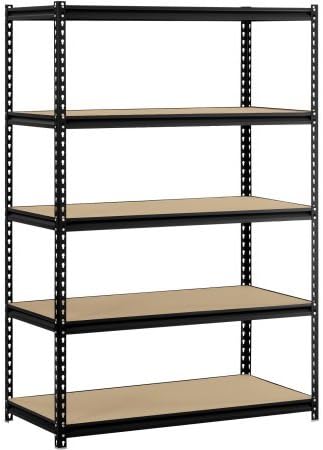 Muscle Rack 48"W x 24"D x 72"H 5-Shelf Steel Shelving (Black/Brown)