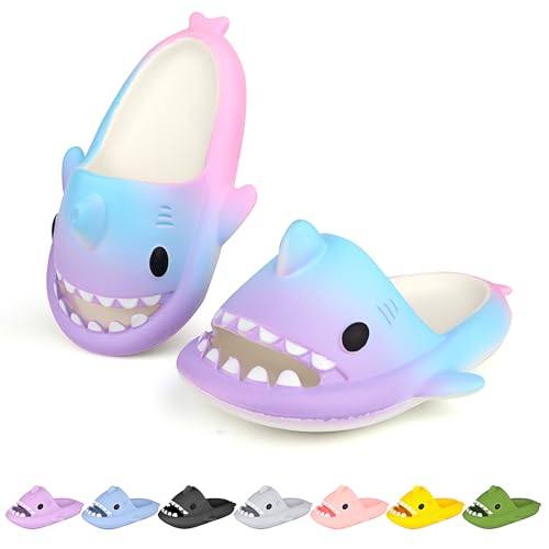 Image of Kids Shark Cloud Slides | Boys Girls Slip On Sandals | Toddler Beach Slippers | Youth Fish Flip Flops Pool Shower Shoes