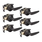 KNOBWELL 6 Pack Passage Lever Door Handle Non-Locking Leverset for Hallway Closet, Oil Rubbed Bronze Interior Door Handles, Reversible for Right or Left