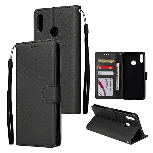 Plånbok Väska till Huawei Honor 8x, Premium PU Läder Plånbok (handledsrem] Flip Folio med ID & Creditcard Fickor till Huawei ära 8x (Color : Black)