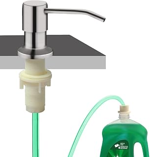 OHiHi Brushed Nickel Kitchen Sink Soap Dispenser with 47" Extension Tube - Built-in Pump, Longer Thread for Granite Countertops, No More Refills